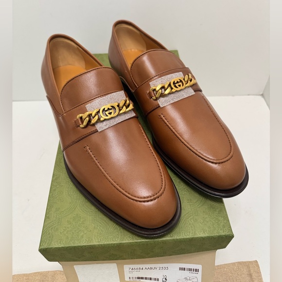 Gucci Other - Gucci Interlocking G Chain Loafer Brown Size 10 Brand New